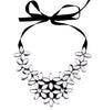 Fashion European Big Rhinestone Crystal Flowers Pendants Choker Necklaces Black Ribbon Chain Statement Bib Necklaces For Women