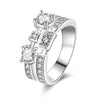 Fashion European and American Popular Style Couple Sets Zircon Rings for Unisex Fine Jewelry 925 Sterling Silver Geometric Type