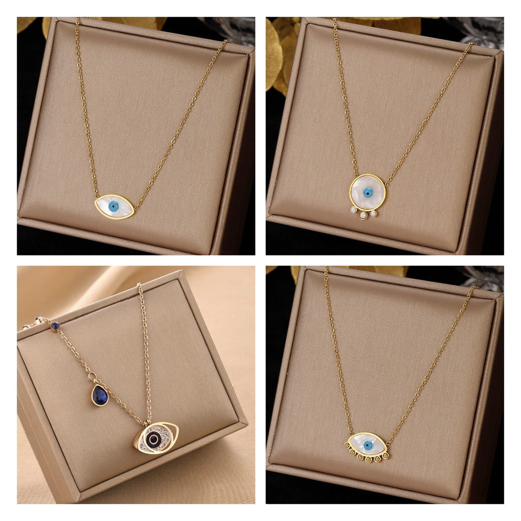 Evil Eye Pendants Necklaces for Women Goth Stainless Steel Choker Necklace Vintage Turkish Eye Neck Chains Jewelry 2022