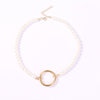 Exaggerated Imitation Pearl Round Circle Pendant Choker Necklace Women Lady Geometric Clavicle Necklace Jewelry YN1595
