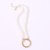 Exaggerated Imitation Pearl Round Circle Pendant Choker Necklace Women Lady Geometric Clavicle Necklace Jewelry YN1595
