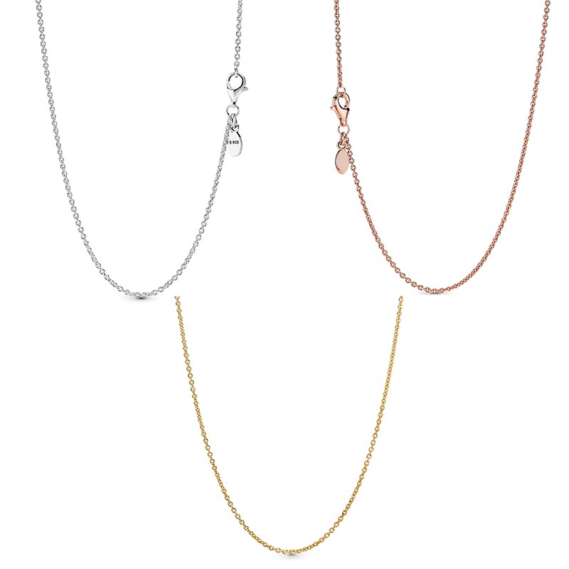 Femaie 925 Sterling Silver Classic Cable Chain Necklace Rose Gold Color Necklace Chain Sterling Silver Jewelry Gift