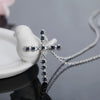 Female Cross Pendants 925 Stamp Silver Color Blue Zircon Cross Pendant Necklace Jewelry For Men/Women