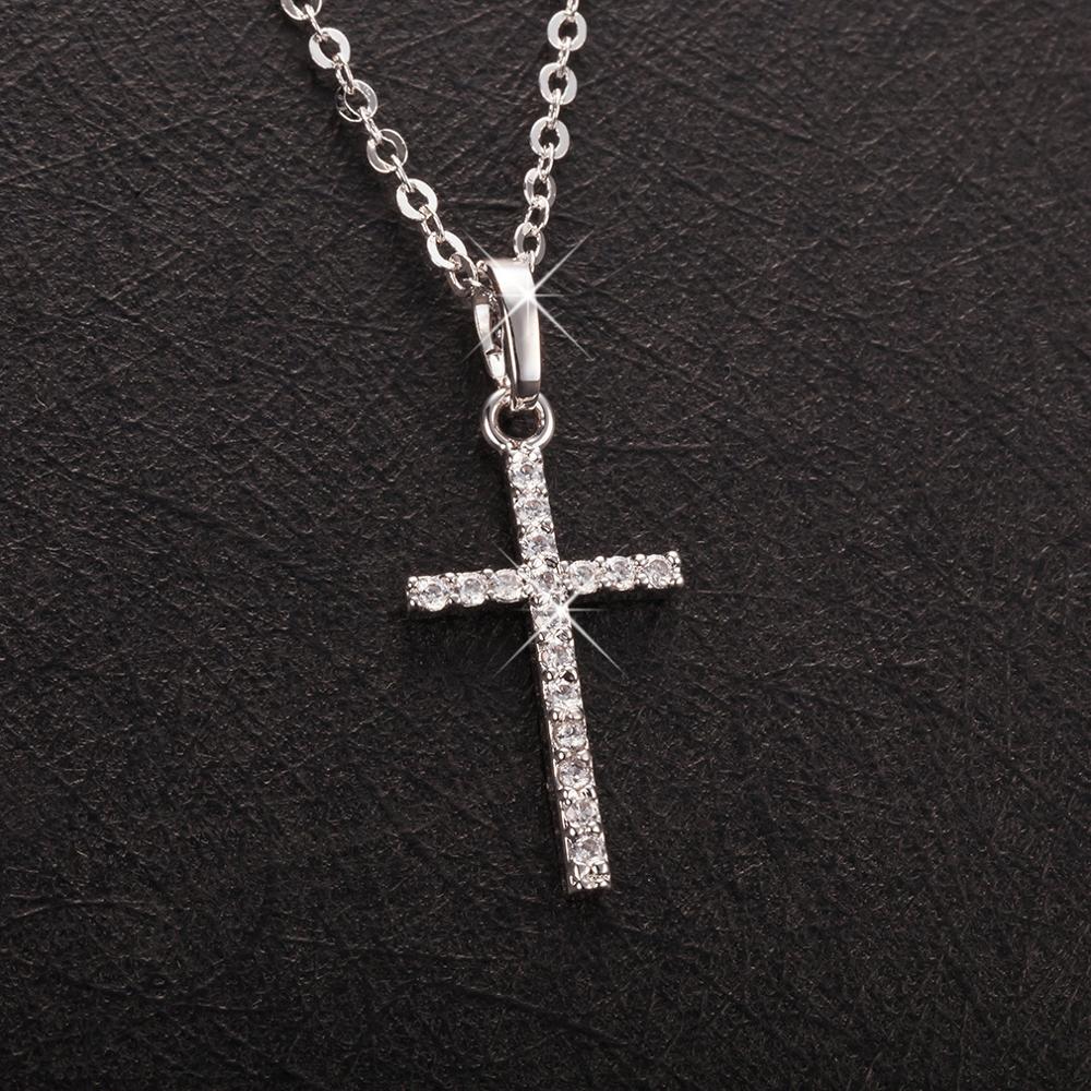 Female Cross Pendants  Gold Black Color Crystal Jesus Cross Pendant Necklace Jewelry For Men/Women