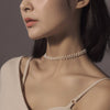 Female Simple OL Temperament Fresh Water Pearl Woven Choker Chain Adjustment Short Chocker Necklace