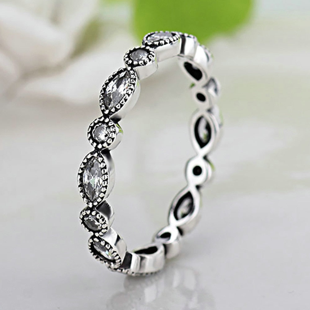 Fashion Flowers Pandora Finger Rings Clear CZ Dazzling Daisy Ring for Women Wedding Jewelry Accessories