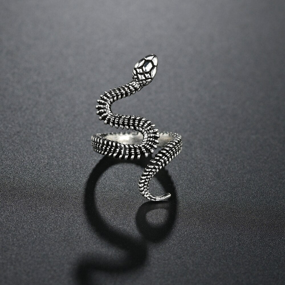 Flying Dragon Rings Punk Vintage Snake Ring Adjustable Hiphop Rock Jewelry Finger for Man Women Gift