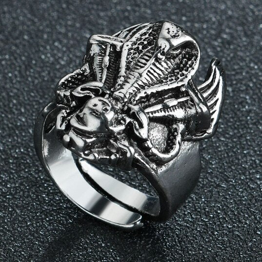 Flying Dragon Rings Punk Vintage Snake Ring Adjustable Hiphop Rock Jewelry Finger for Man Women Gift