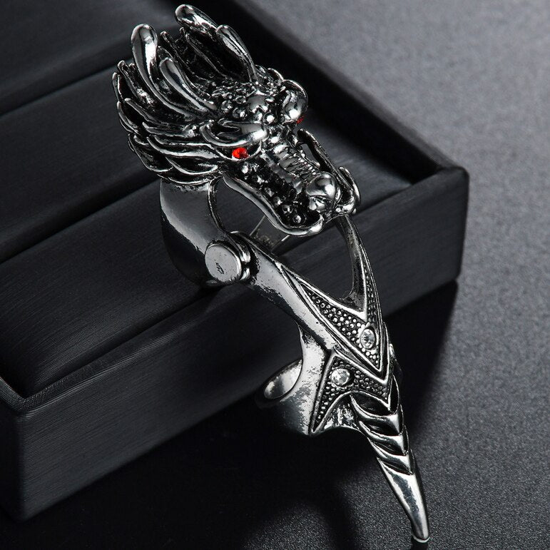 Flying Dragon Rings Punk Vintage Snake Ring Adjustable Hiphop Rock Jewelry Finger for Man Women Gift