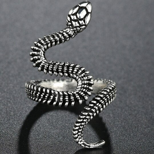 Flying Dragon Rings Punk Vintage Snake Ring Adjustable Hiphop Rock Jewelry Finger for Man Women Gift