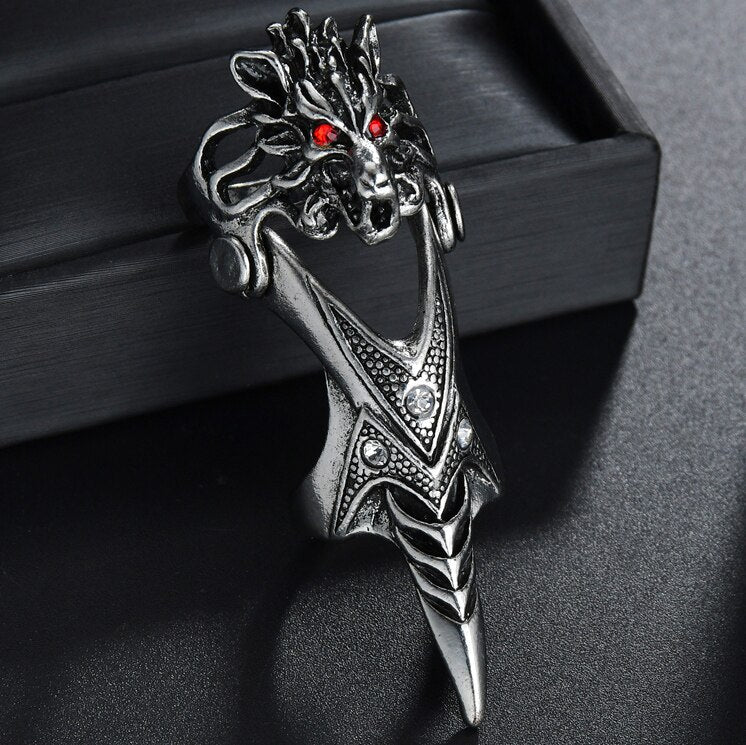 Flying Dragon Rings Punk Vintage Snake Ring Adjustable Hiphop Rock Jewelry Finger for Man Women Gift