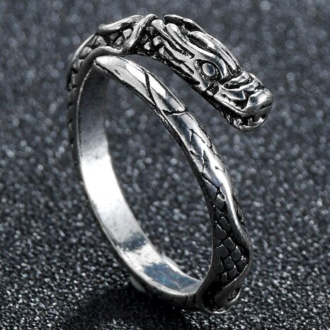 Flying Dragon Rings Punk Vintage Snake Ring Adjustable Hiphop Rock Jewelry Finger for Man Women Gift