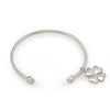 Fashion Four Clover Leaf Solid 925 Sterling Silver Adjustable Bangle ( 57mm )