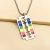 Gay LGBT Necklace Dog Tag Blade Pendant Les Love Rainbow Necklaces for Men Woman Anniversary Jewelry