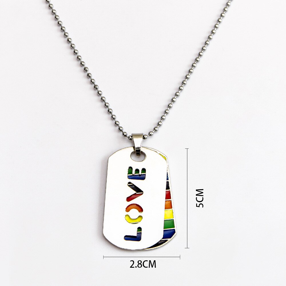 Gay LGBT Necklace Dog Tag Blade Pendant Les Love Rainbow Necklaces for Men Woman Anniversary Jewelry