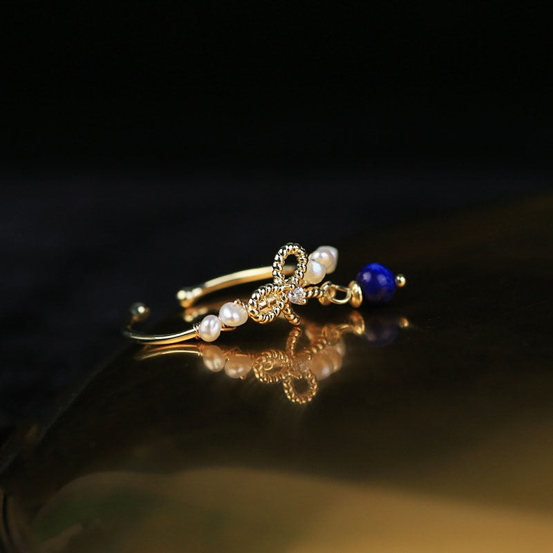 Geometric Pearl Ring Adjustment  Natural Pearl Circle Female Temperament Pearl Open Style Ring