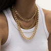Geometric Simple Clavicle Chain Hip Hop Cuban Necklace Punk Multilayer Metal Chain Tassel Necklace Party Jewelry