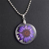 Girl Handmade Natural Dried Flower Pendant Necklaces for Women Transparent Resin Real Dry Flower Round Necklaces Jewelry