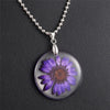 Girl Handmade Natural Dried Flower Pendant Necklaces for Women Transparent Resin Real Dry Flower Round Necklaces Jewelry