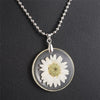 Girl Handmade Natural Dried Flower Pendant Necklaces for Women Transparent Resin Real Dry Flower Round Necklaces Jewelry