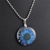 Girl Handmade Natural Dried Flower Pendant Necklaces for Women Transparent Resin Real Dry Flower Round Necklaces Jewelry