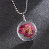 Girl Handmade Natural Dried Flower Pendant Necklaces for Women Transparent Resin Real Dry Flower Round Necklaces Jewelry