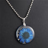 Girl Handmade Natural Dried Flower Pendant Necklaces for Women Transparent Resin Real Dry Flower Round Necklaces Jewelry