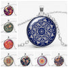 Glamour Girl Nationality Wind  Series Buddhist Yoga Mandala Glass Gem Necklace Round Top Pendant Necklace Jewelry