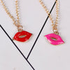 Glamour Lady Jewelry Sexy Red Lips Pendant Necklace Girl Nightclub Bar Female Choker Clavicle Chain Jewellery Gift
