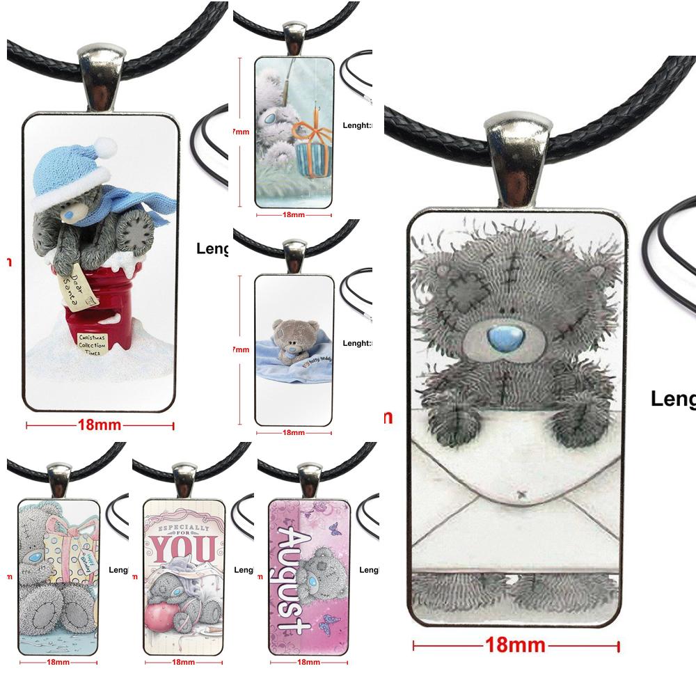 Glass Cabochon Pendant Necklace With Women Steel Plated Statement Jewelry For Women Girls Tatty Teddy Me To You Bear