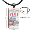Glass Cabochon Pendant Necklace With Women Steel Plated Statement Jewelry For Women Girls Tatty Teddy Me To You Bear