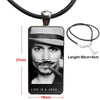 Glass Cabochon Pendant Necklace With Women Steel Plated Statement Jewelry For Women Kids Gift Life Is A Joke Johnny Depp
