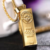 Gold Bar Pendant Chain Female/male Rock Gold Long Gold Bar Pendant Necklace