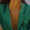 Gold Chain Necklace Chokers For Women Geometric Pendant Thick Chain Necklace Punk Style Mixed Linked Chain Party Jewelry