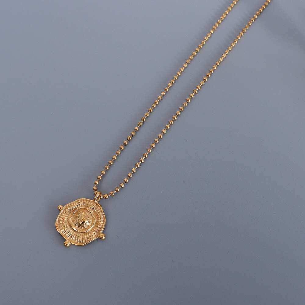 Gold Color 316L Stainless Steel Geometric Pendant Necklace For Women,Trendy Beads Chain Necklaces Woman Jewelry 2022
