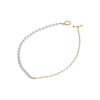 Gold Color Beaded Mixed Imitation Pearl Choker Necklace for Women Toggle Clasp Clavicle Necklace Wedding Collar Jewelry