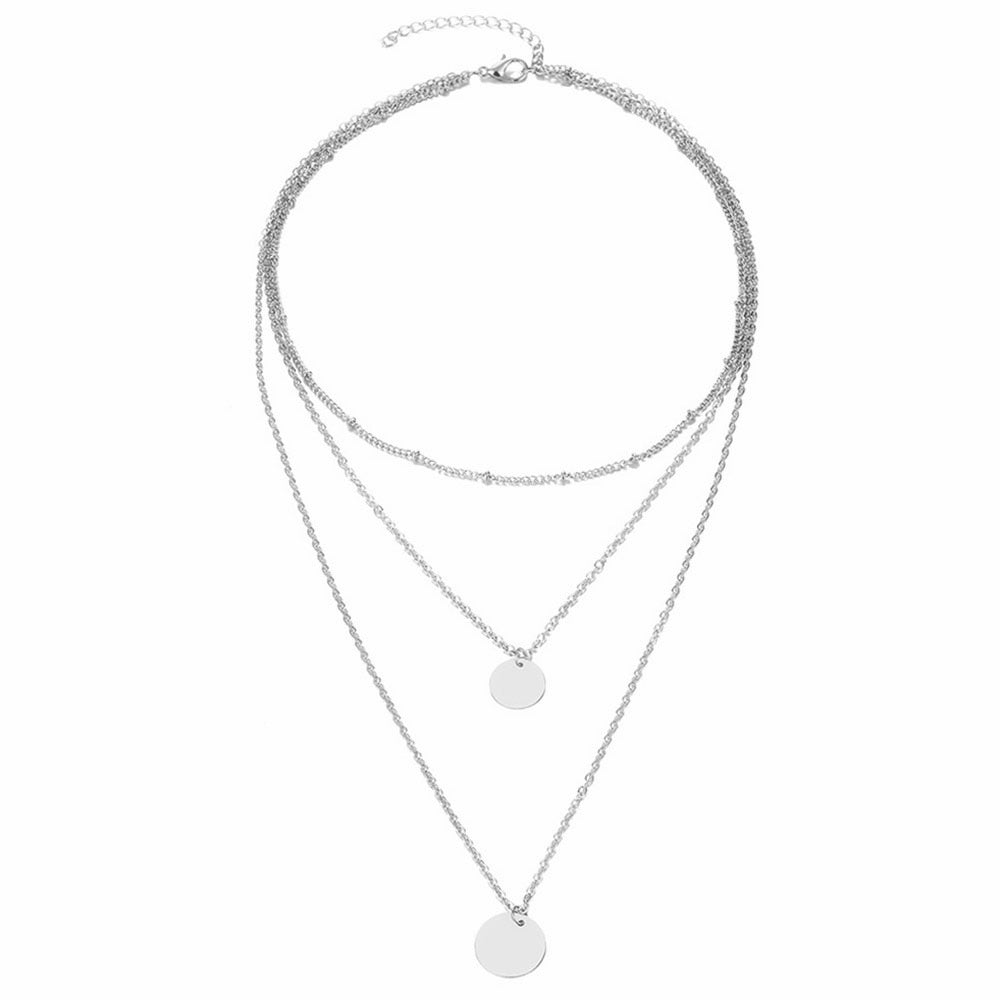 Gold Color Multi Layer Chain Necklace for Women Delicate Sequins Long Pendant Necklaces 2021 Bohemian Jewelry