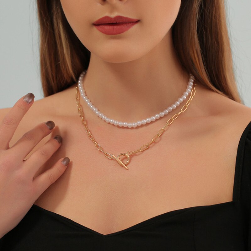 Gold Silver Color Heart Multi Layer Choker Necklace Jewelry Women Girls Simple Geometric Bijoux Femme Pendant Chain 2022