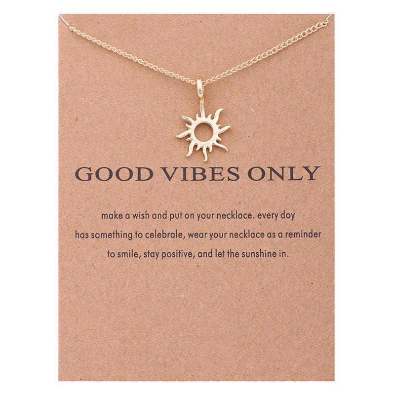 Fashion Gold-color Good Vibes Only Sun Necklaces & Pendants For Women Jewelry