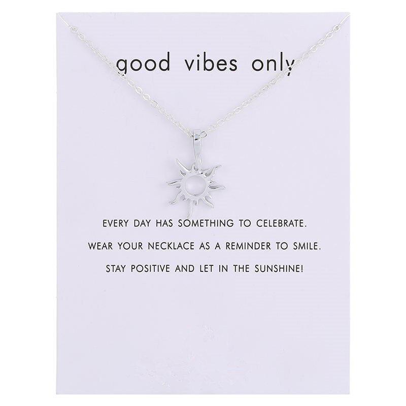 Gold-color Good Vibes Only Sun Necklaces & Pendants For Women Jewelry