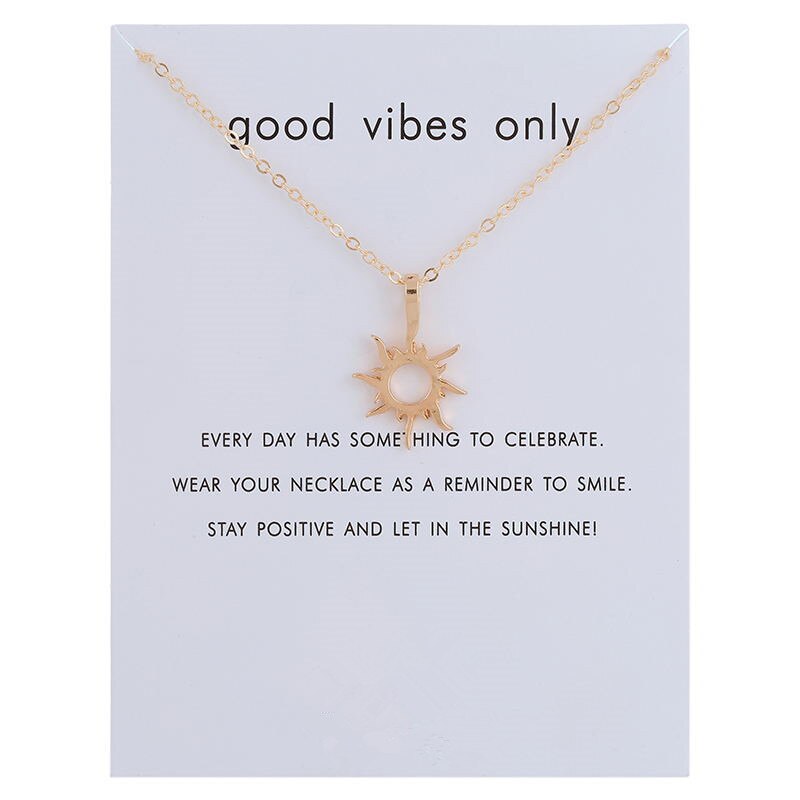 Gold-color Good Vibes Only Sun Necklaces & Pendants For Women Jewelry