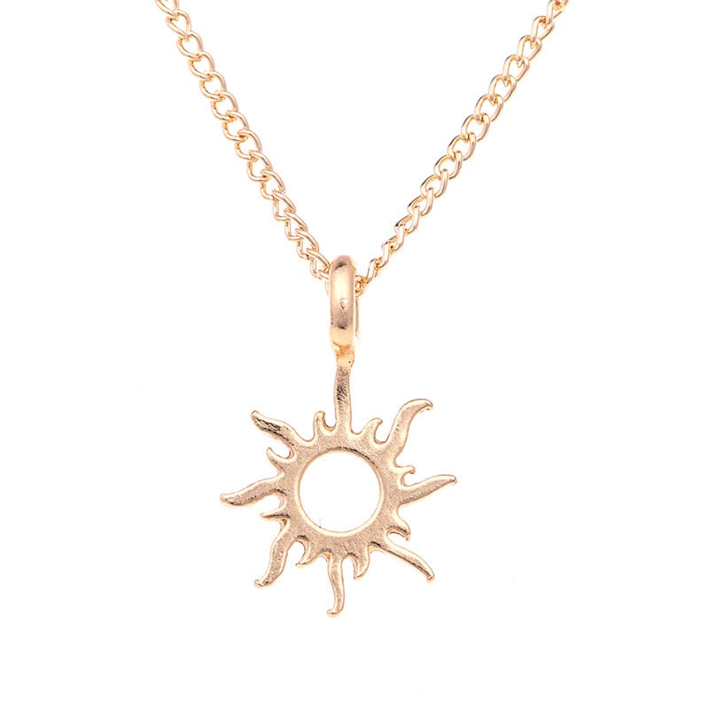 Gold-color Good Vibes Only Sun Necklaces & Pendants For Women Jewelry