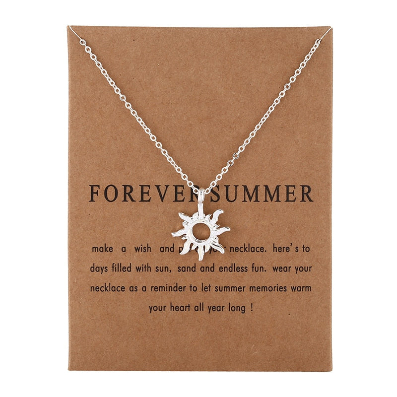 Gold-color Good Vibes Only Sun Necklaces & Pendants For Women Jewelry