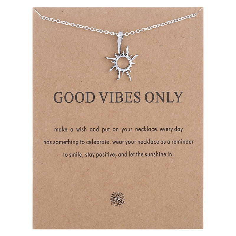 Gold-color Good Vibes Only Sun Necklaces & Pendants For Women Jewelry