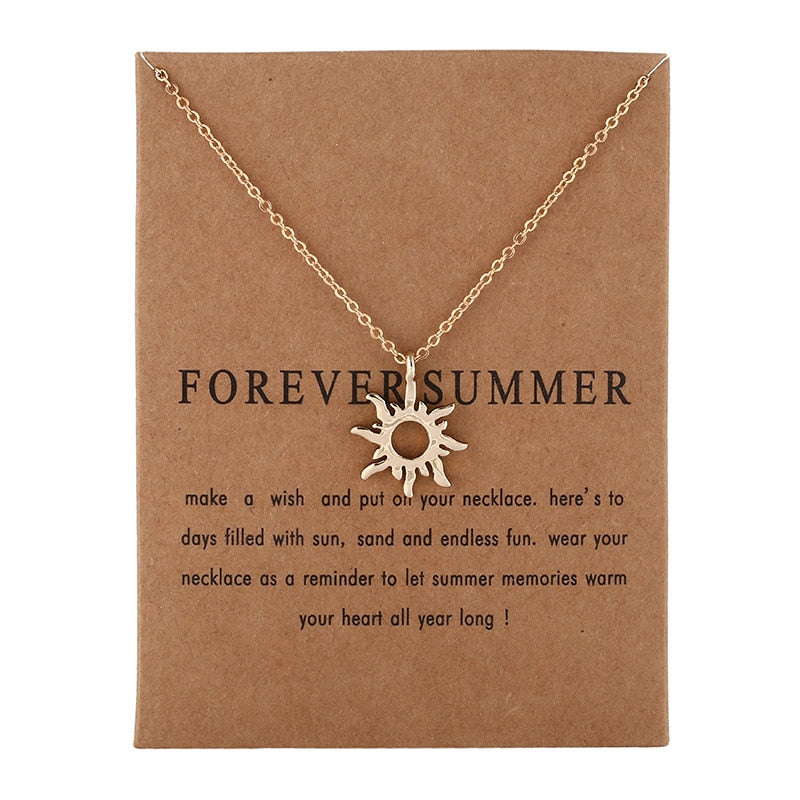 Gold-color Good Vibes Only Sun Necklaces & Pendants For Women Jewelry