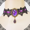 Gothic Elegant Women Lace Choker Necklace Multicolor gemstone pendant Retro Style Handmade Necklace