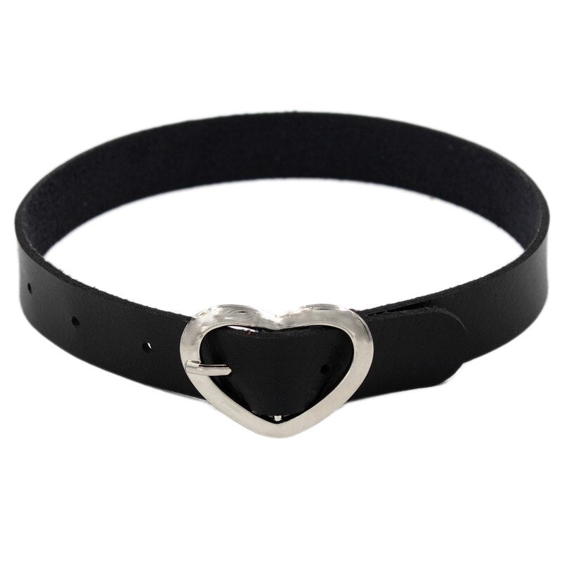 Gothic Faux Leather Choker Necklace Women Heart Vintage punk Collar Necklaces Women Cosplay Jewelry Gift