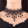 Gothic Victorian Crystal Tassel Tattoo Choker Necklace Black Lace Choker Collar Vintage Women Wedding Halloween Jewelry