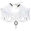 Gothic White Crystal Lace Choker Necklace For Women Victoria Vintage Clavicle Chain Collar Statement Jewelry