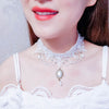 Gothic White Crystal Lace Choker Necklace For Women Victoria Vintage Clavicle Chain Collar Statement Jewelry